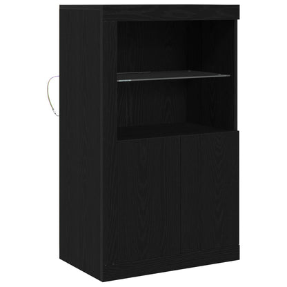 vidaXL LED Sideboard Black Oak 60.5 x 37 x 100 cm Engineered Wood