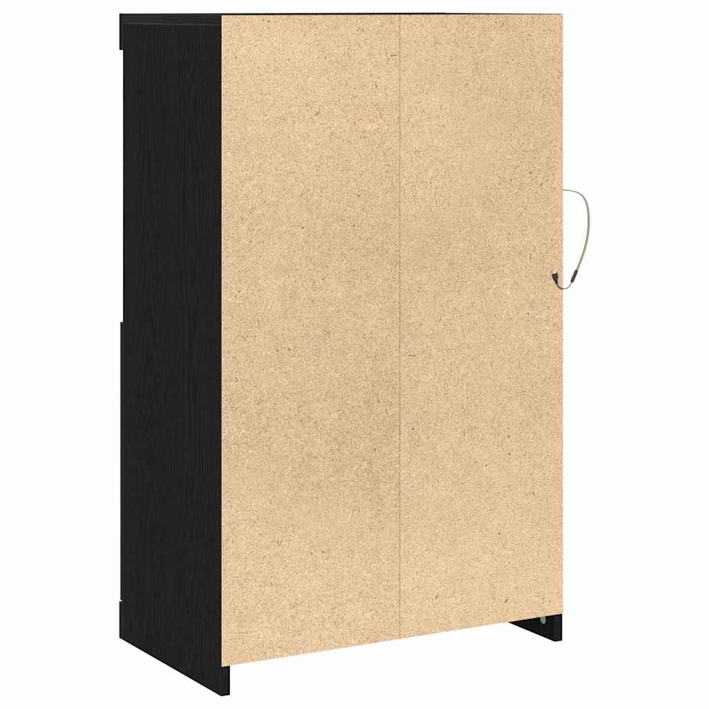 vidaXL LED Sideboard Black Oak 60.5 x 37 x 100 cm Engineered Wood