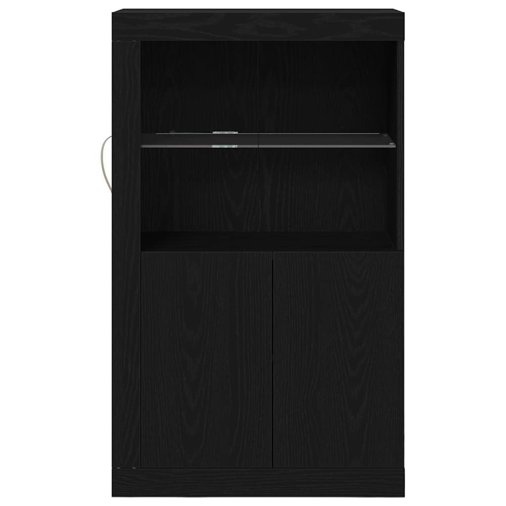 vidaXL LED Sideboard Black Oak 60.5 x 37 x 100 cm Engineered Wood