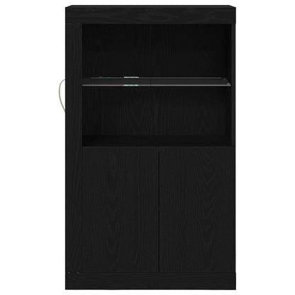 vidaXL LED Sideboard Black Oak 60.5 x 37 x 100 cm Engineered Wood