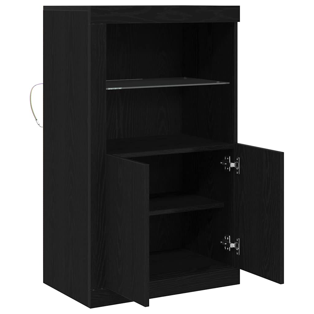 vidaXL LED Sideboard Black Oak 60.5 x 37 x 100 cm Engineered Wood
