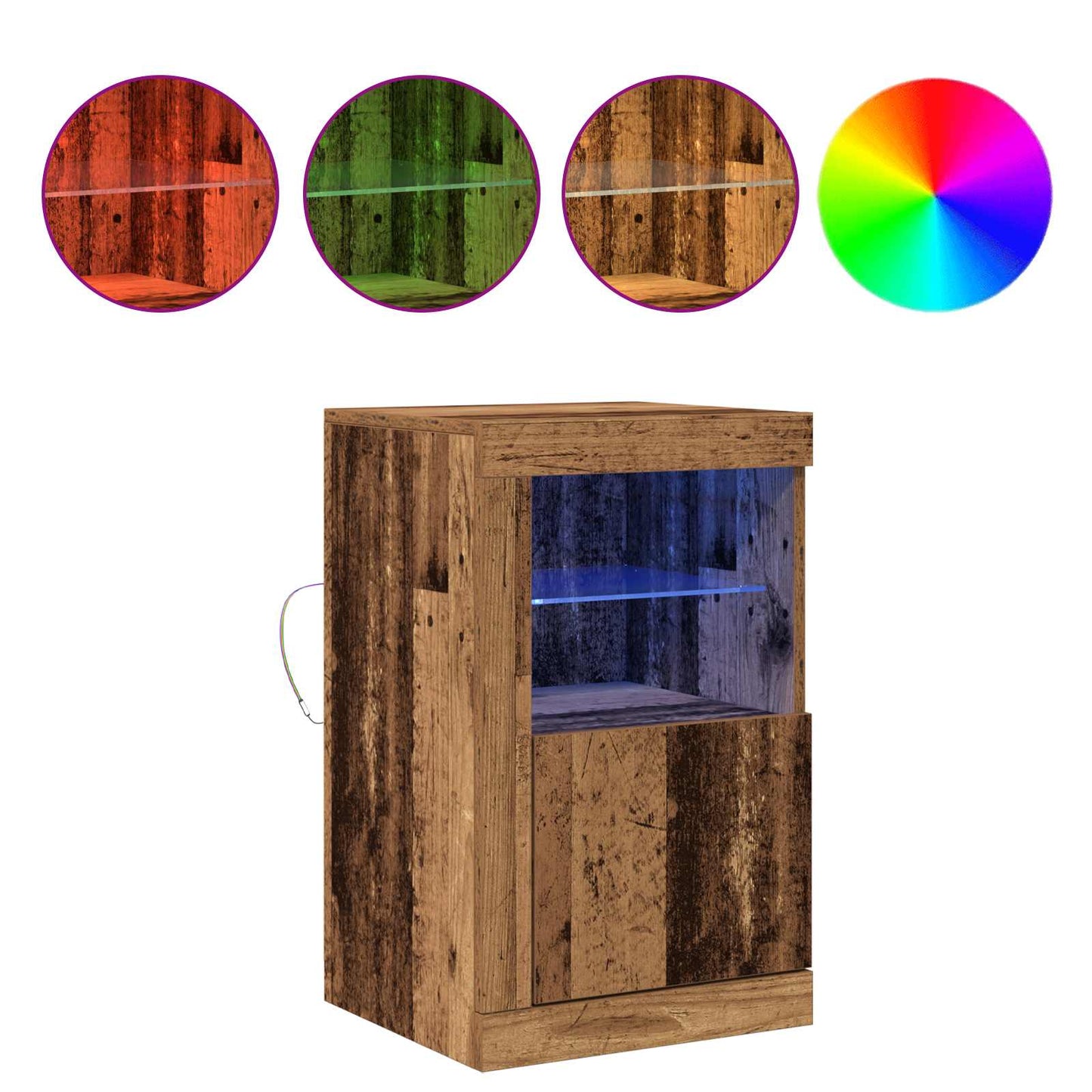 vidaXL LED Sideboard Old Wood 41 x 37 x 67 cm Engineered Wood
