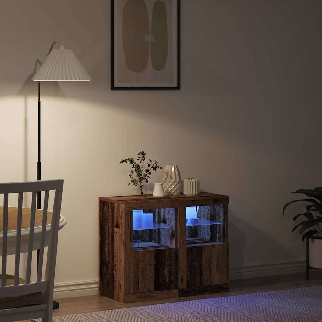 vidaXL LED Sideboard 2 pcs Old Wood 41 x 37 x 67 cm Engineered Wood