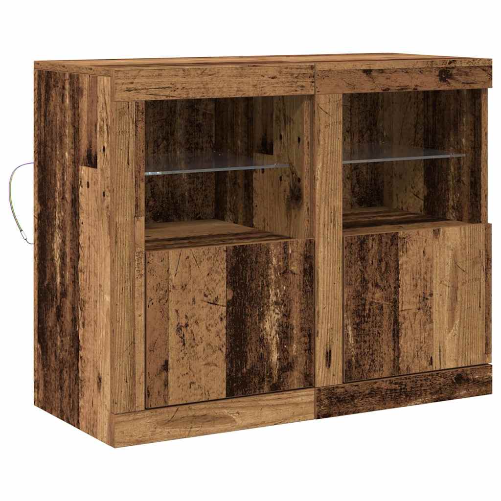 vidaXL LED Sideboard 2 pcs Old Wood 41 x 37 x 67 cm Engineered Wood