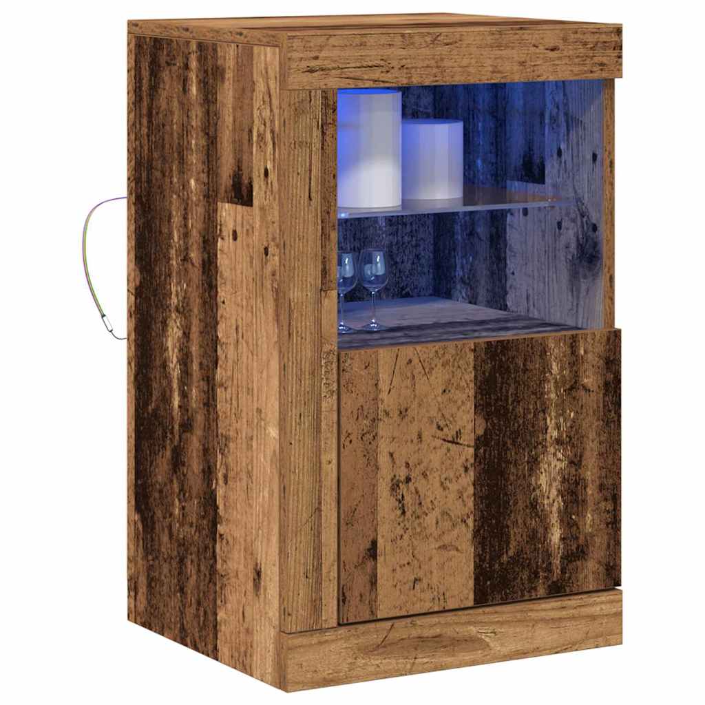 vidaXL LED Sideboard 2 pcs Old Wood 41 x 37 x 67 cm Engineered Wood