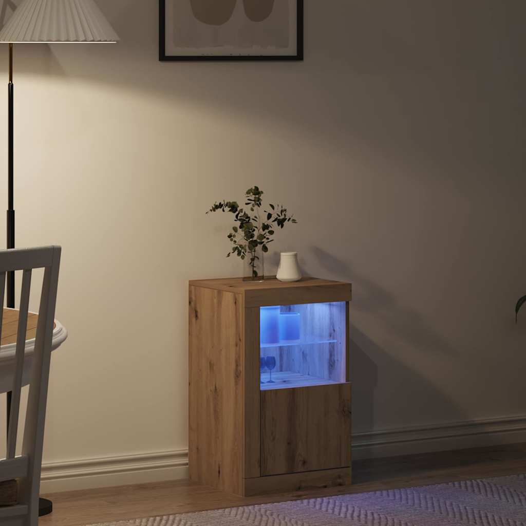 vidaXL LED Sideboard 41 x 37 x 67 cm Engineered Wood Artisan Oak