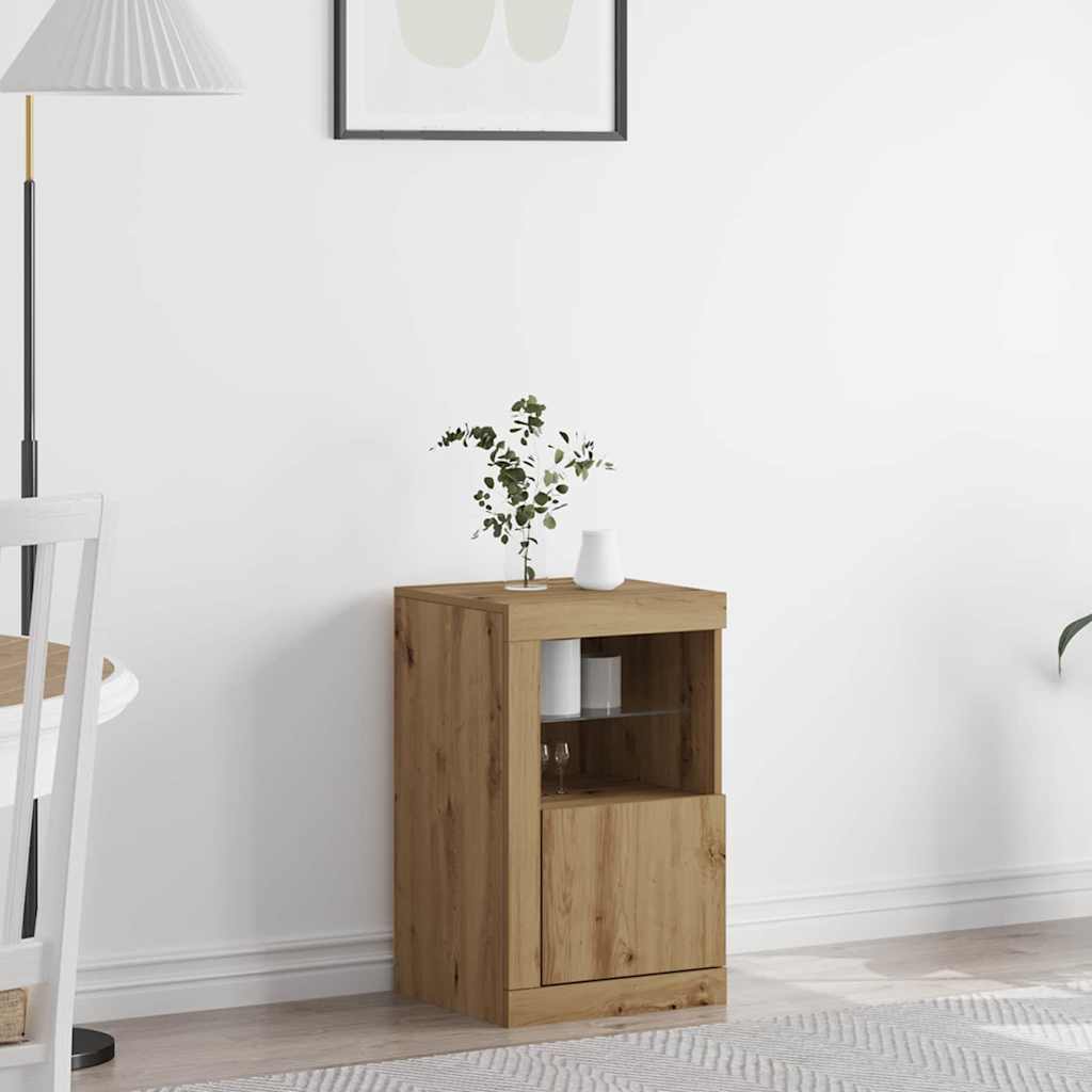vidaXL LED Sideboard 41 x 37 x 67 cm Engineered Wood Artisan Oak