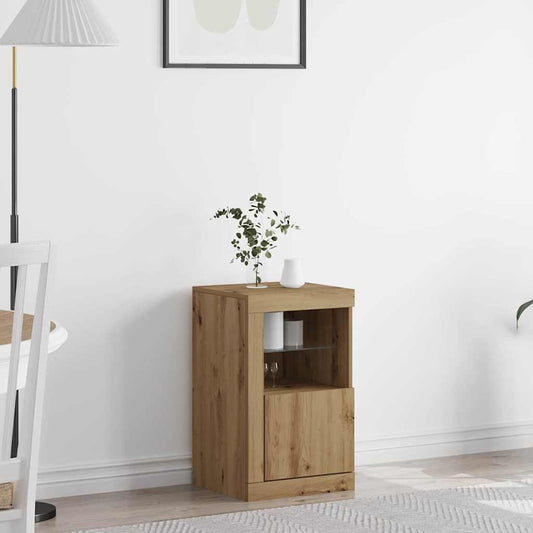vidaXL LED Sideboard 41 x 37 x 67 cm Engineered Wood Artisan Oak