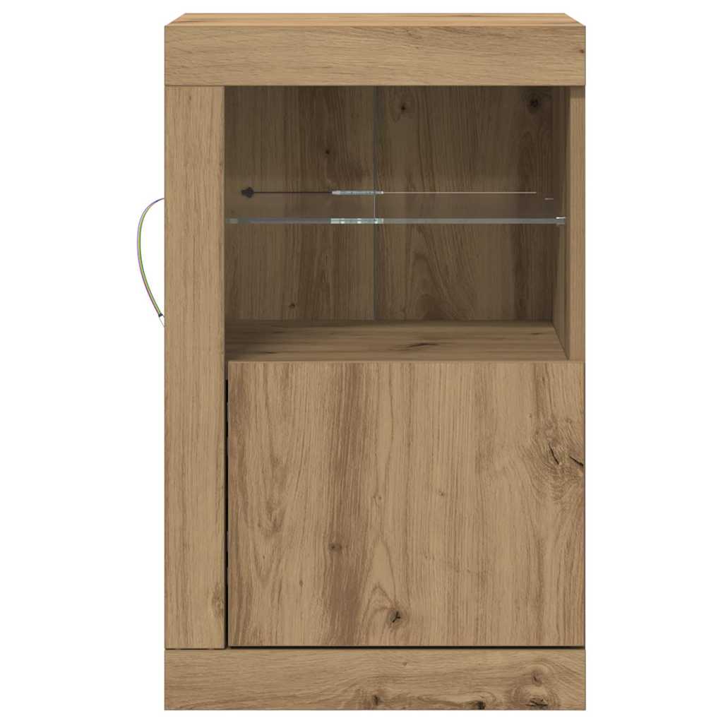 vidaXL LED Sideboard 41 x 37 x 67 cm Engineered Wood Artisan Oak