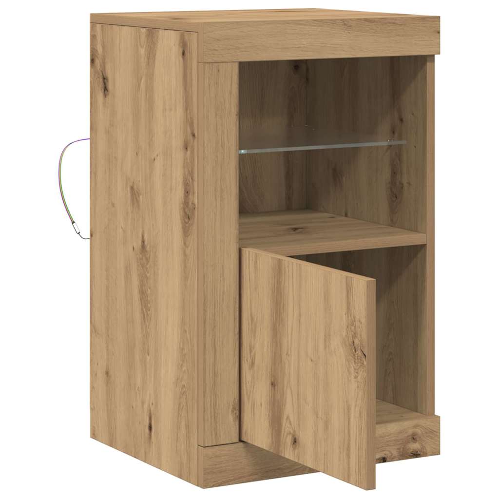 vidaXL LED Sideboard 41 x 37 x 67 cm Engineered Wood Artisan Oak