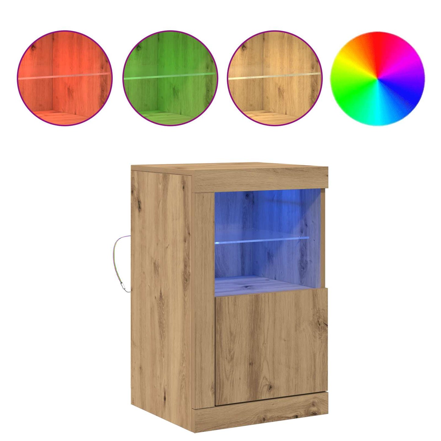vidaXL LED Sideboard 41 x 37 x 67 cm Engineered Wood Artisan Oak