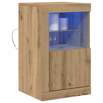 vidaXL LED Sideboard 2 pcs 41 x 37 x 67 cm Engineered Wood Artisan Oak