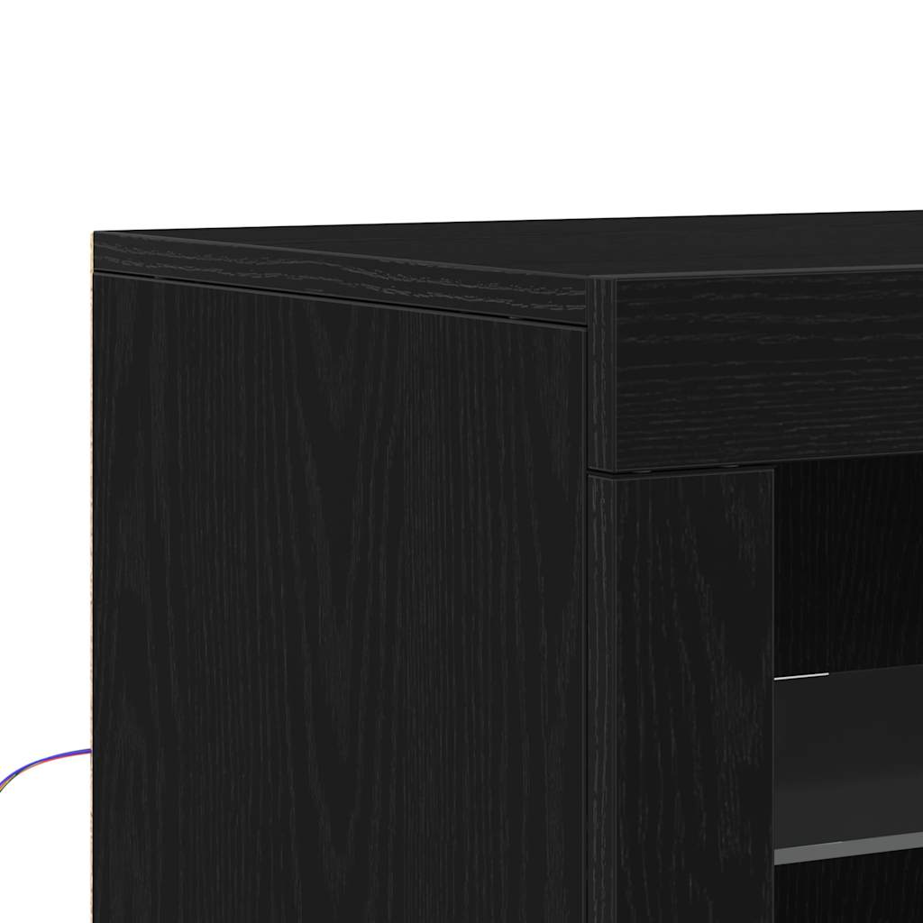 vidaXL LED Sideboard Black Oak 41 x 37 x 67 cm Engineered Wood