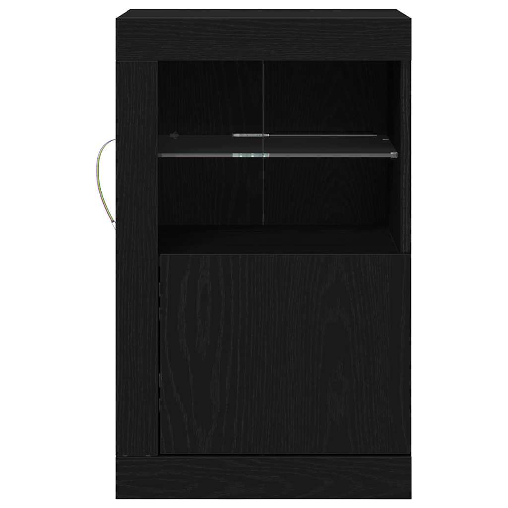 vidaXL LED Sideboard Black Oak 41 x 37 x 67 cm Engineered Wood