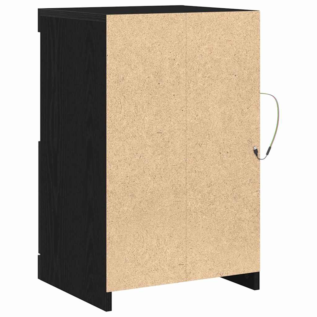 vidaXL LED Sideboard 2 pcs Black Oak 41 x 37 x 67 cm Engineered Wood