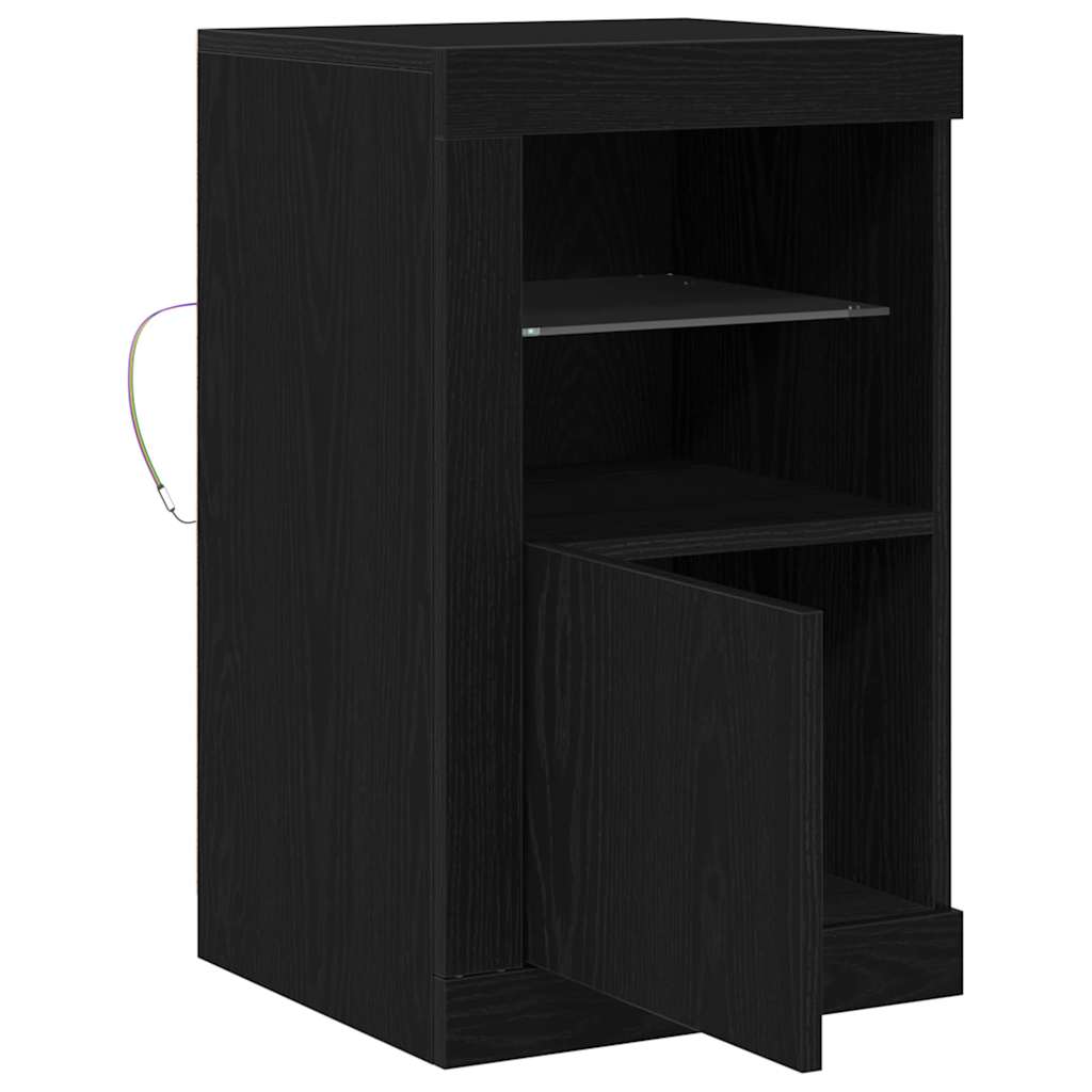 vidaXL LED Sideboard 2 pcs Black Oak 41 x 37 x 67 cm Engineered Wood