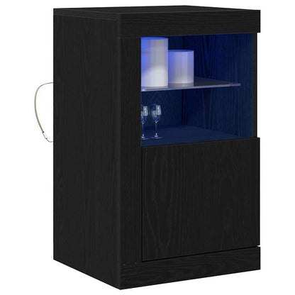 vidaXL LED Sideboard 2 pcs Black Oak 41 x 37 x 67 cm Engineered Wood