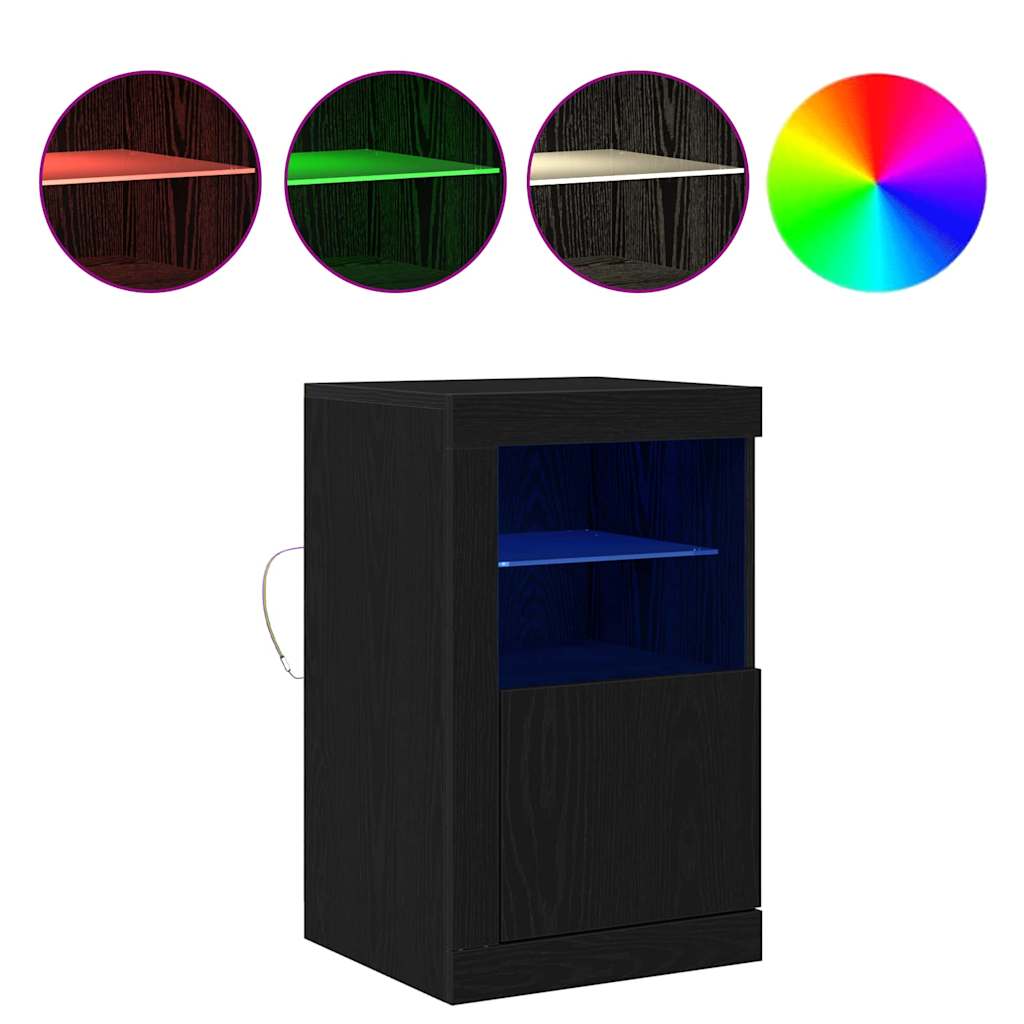 vidaXL LED Sideboard 2 pcs Black Oak 41 x 37 x 67 cm Engineered Wood