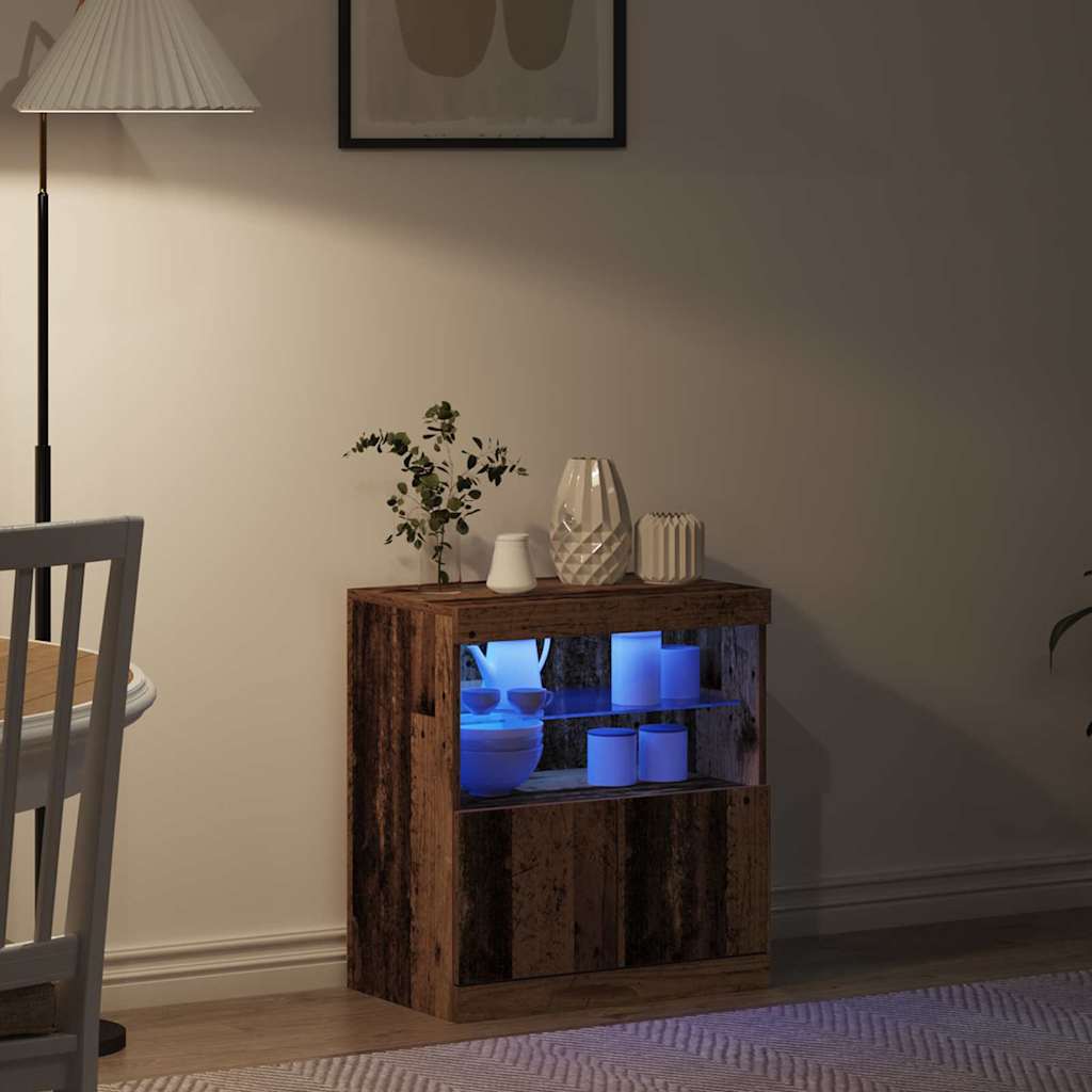 vidaXL LED Sideboard Brown 60.5 x 37 x 67 cm Engineered Wood