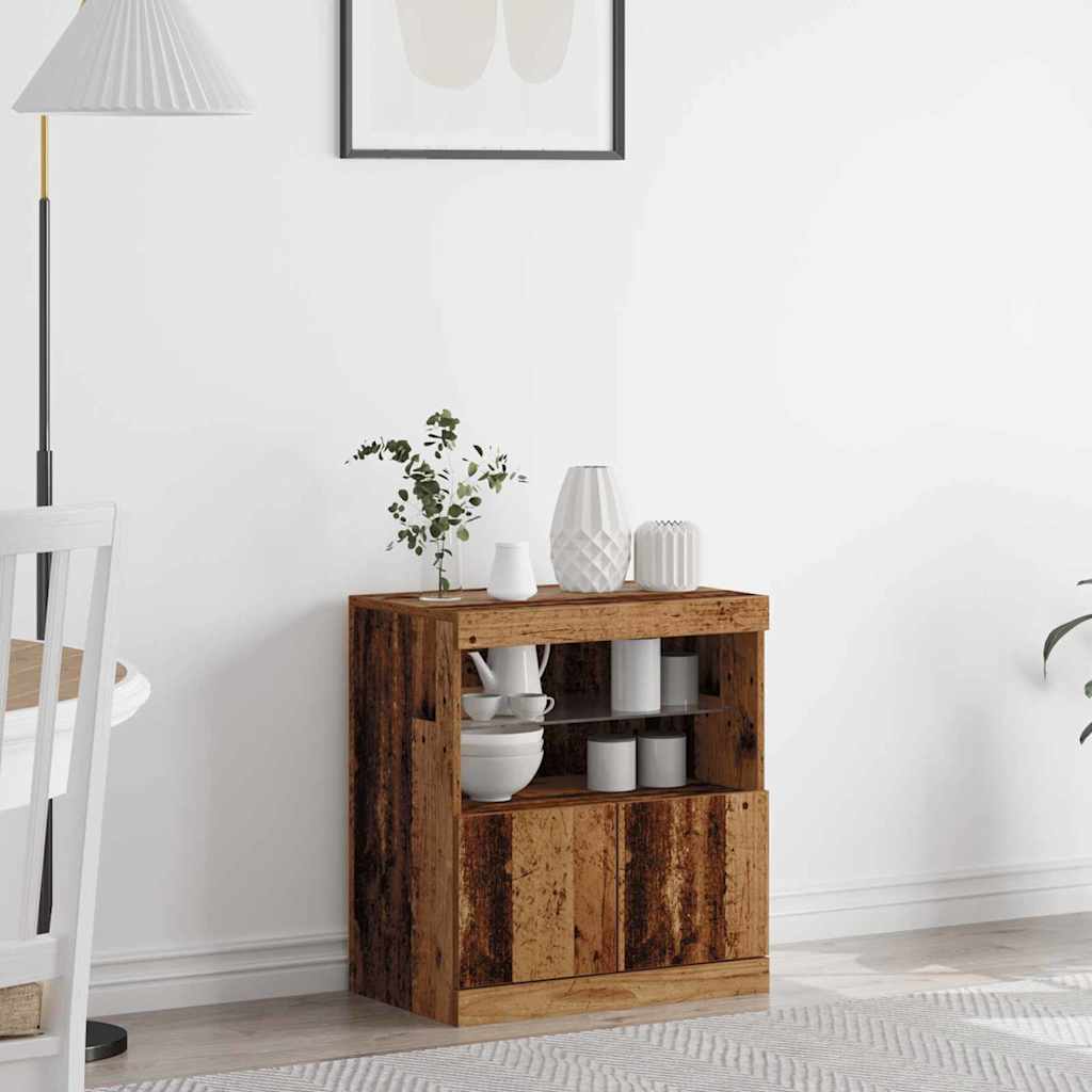 vidaXL LED Sideboard Brown 60.5 x 37 x 67 cm Engineered Wood
