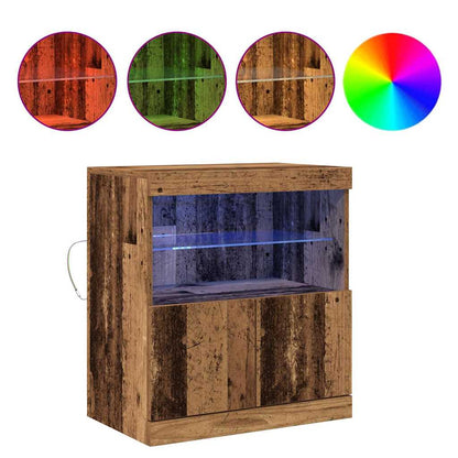 vidaXL LED Sideboard Brown 60.5 x 37 x 67 cm Engineered Wood