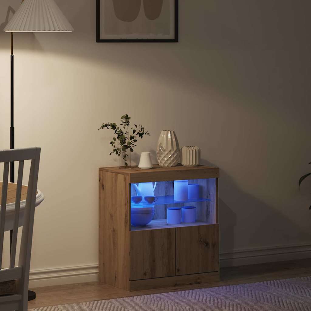 vidaXL LED Sideboard Brown 60.5 x 37 x 67 cm Engineered Wood