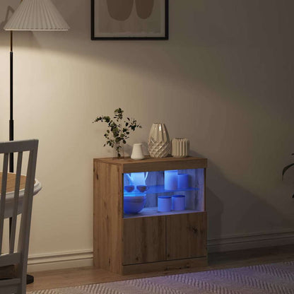 vidaXL LED Sideboard Brown 60.5 x 37 x 67 cm Engineered Wood