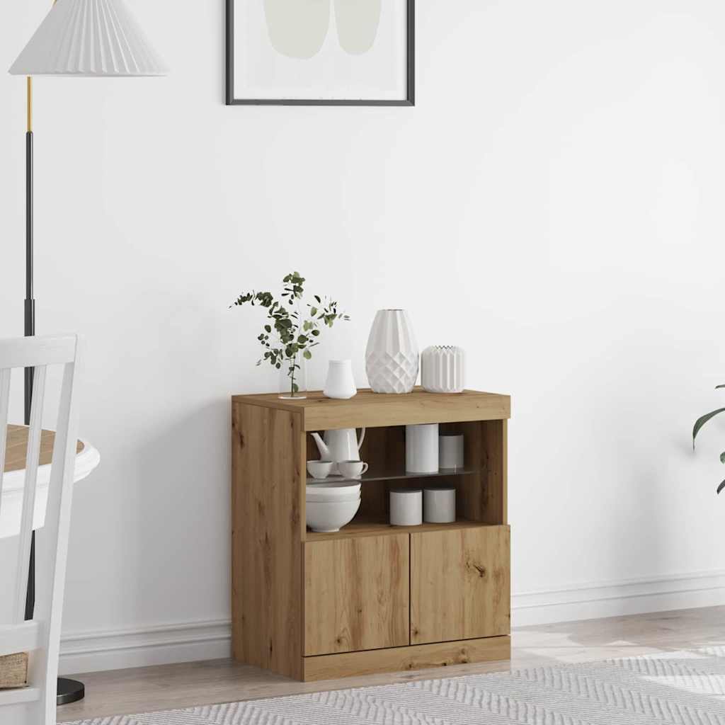 vidaXL LED Sideboard Brown 60.5 x 37 x 67 cm Engineered Wood
