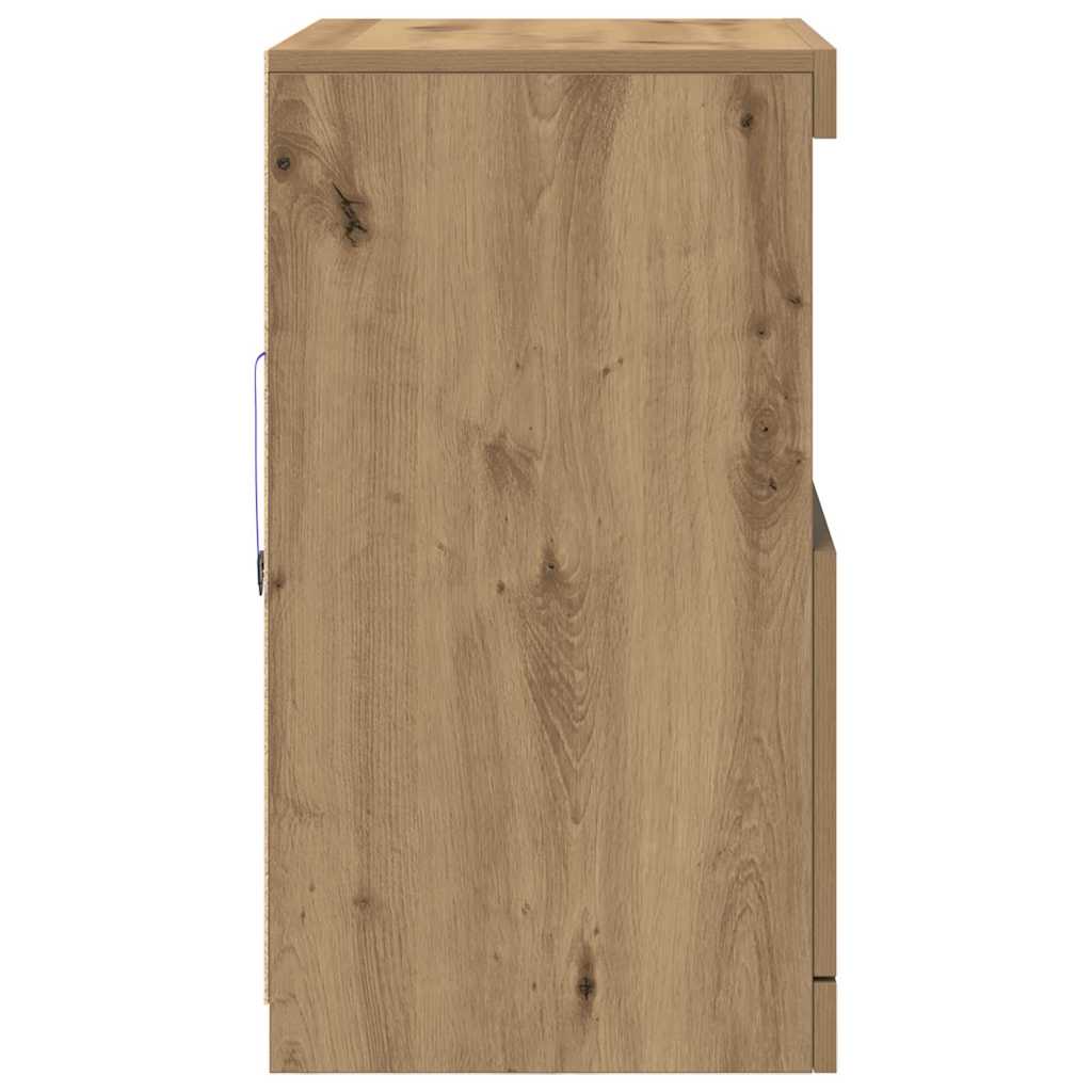 vidaXL LED Sideboard Brown 60.5 x 37 x 67 cm Engineered Wood