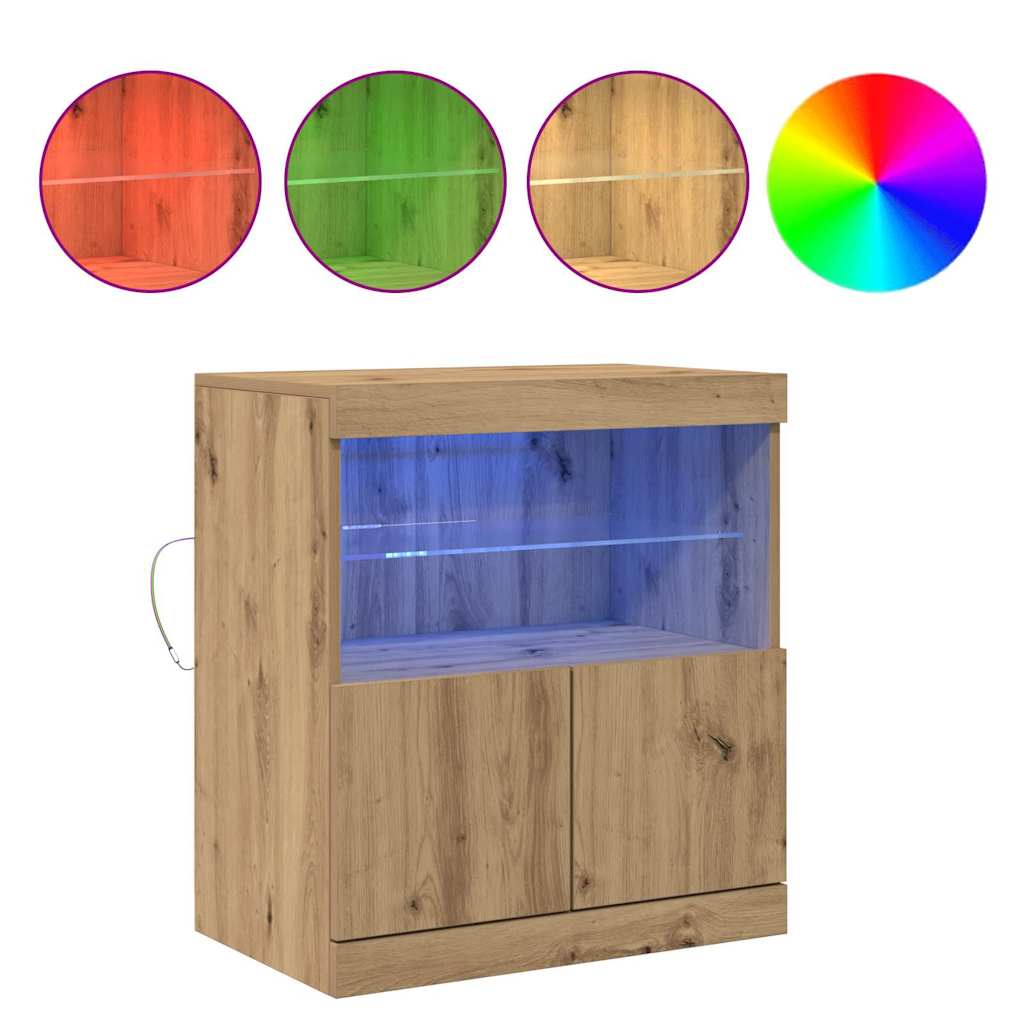 vidaXL LED Sideboard Brown 60.5 x 37 x 67 cm Engineered Wood