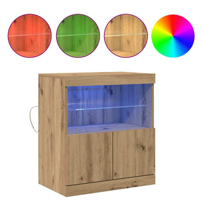 vidaXL LED Sideboard Brown 60.5 x 37 x 67 cm Engineered Wood