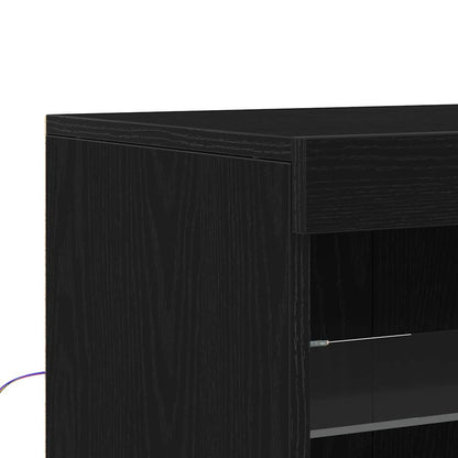 vidaXL LED Sideboard Black 60.5 x 37 x 67 cm Engineered Wood