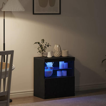 vidaXL LED Sideboard Black 60.5 x 37 x 67 cm Engineered Wood