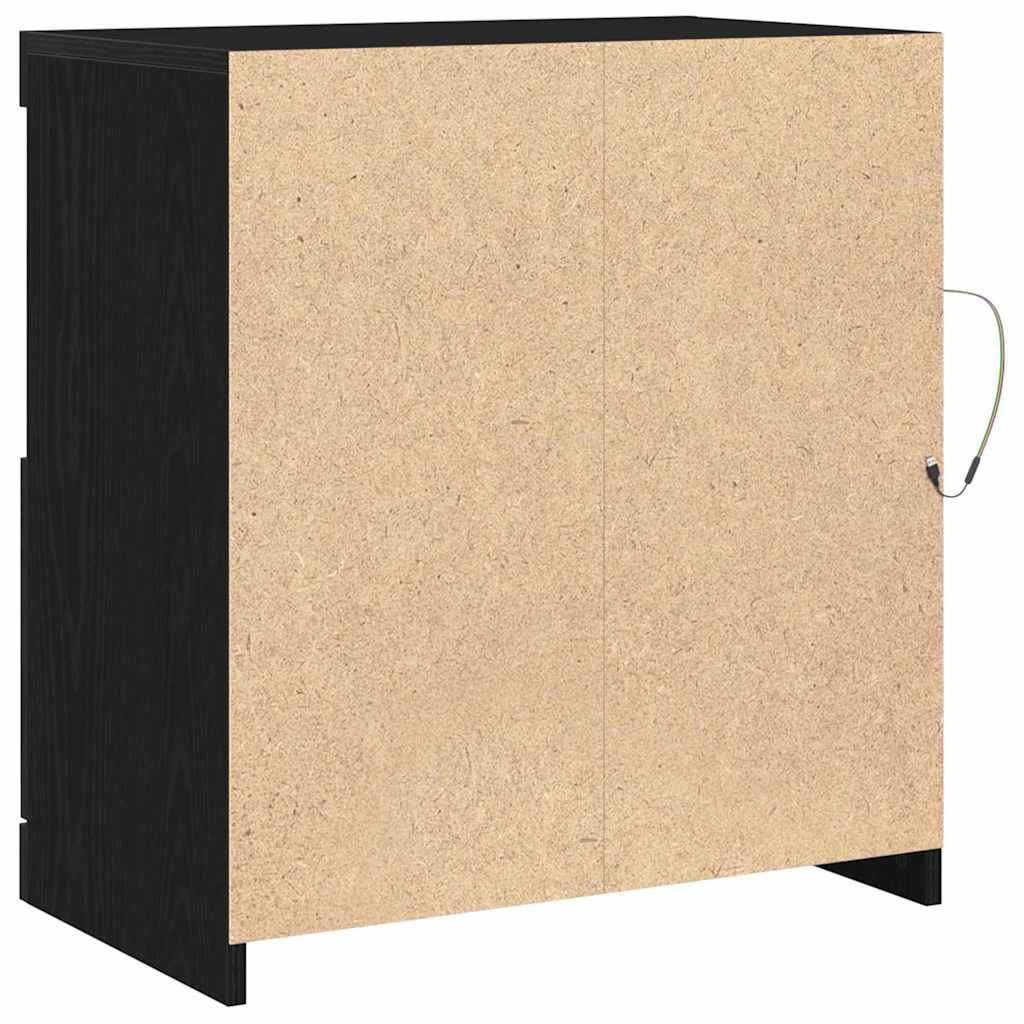 vidaXL LED Sideboard Black 60.5 x 37 x 67 cm Engineered Wood