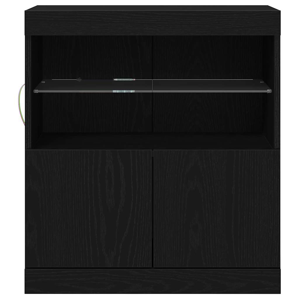 vidaXL LED Sideboard Black 60.5 x 37 x 67 cm Engineered Wood