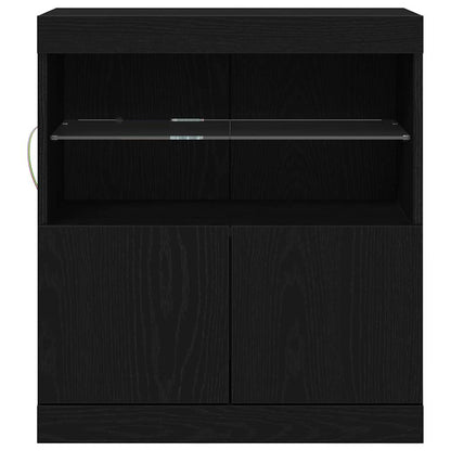 vidaXL LED Sideboard Black 60.5 x 37 x 67 cm Engineered Wood