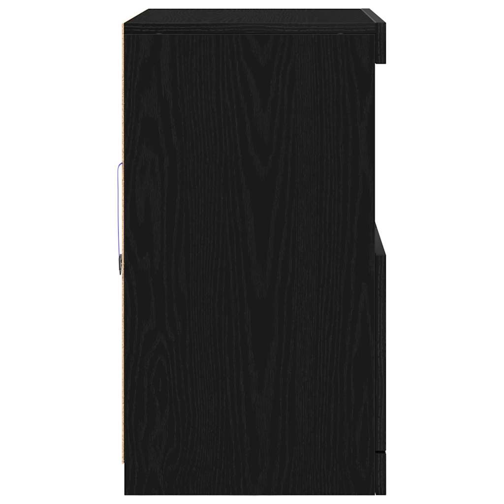 vidaXL LED Sideboard Black 60.5 x 37 x 67 cm Engineered Wood