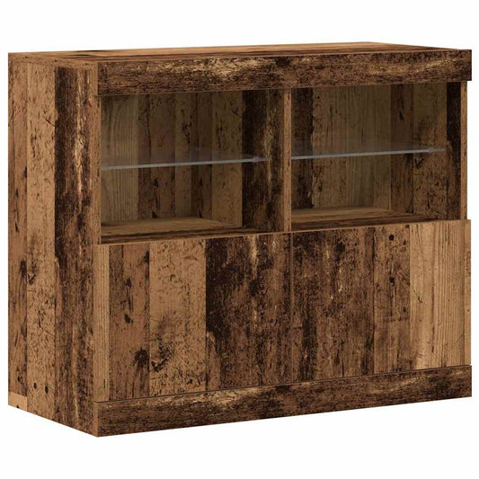 vidaXL LED Sideboard Brown 81 x 37 x 66.5 cm Engineered Wood