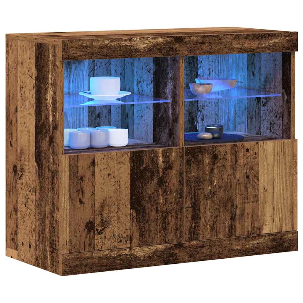 vidaXL LED Sideboard Brown 81 x 37 x 66.5 cm Engineered Wood