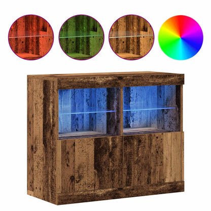 vidaXL LED Sideboard Brown 81 x 37 x 66.5 cm Engineered Wood