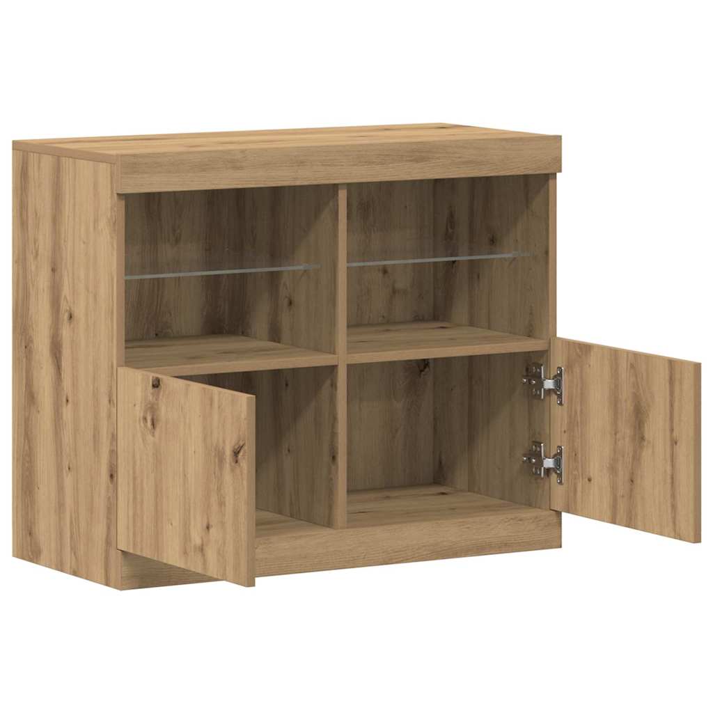 vidaXL LED Sideboard Brown 81 x 37 x 66.5 cm Engineered Wood