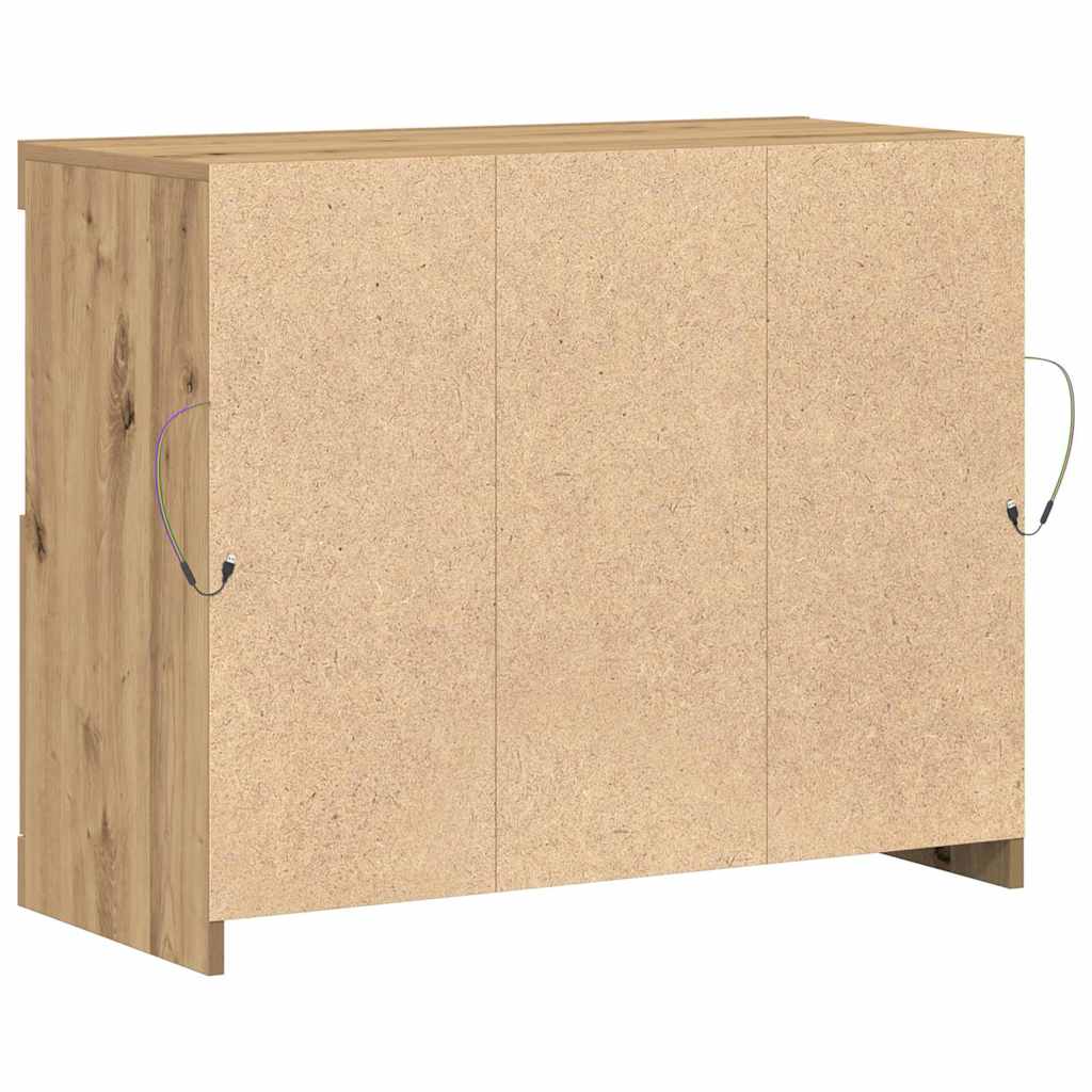 vidaXL LED Sideboard Brown 81 x 37 x 66.5 cm Engineered Wood