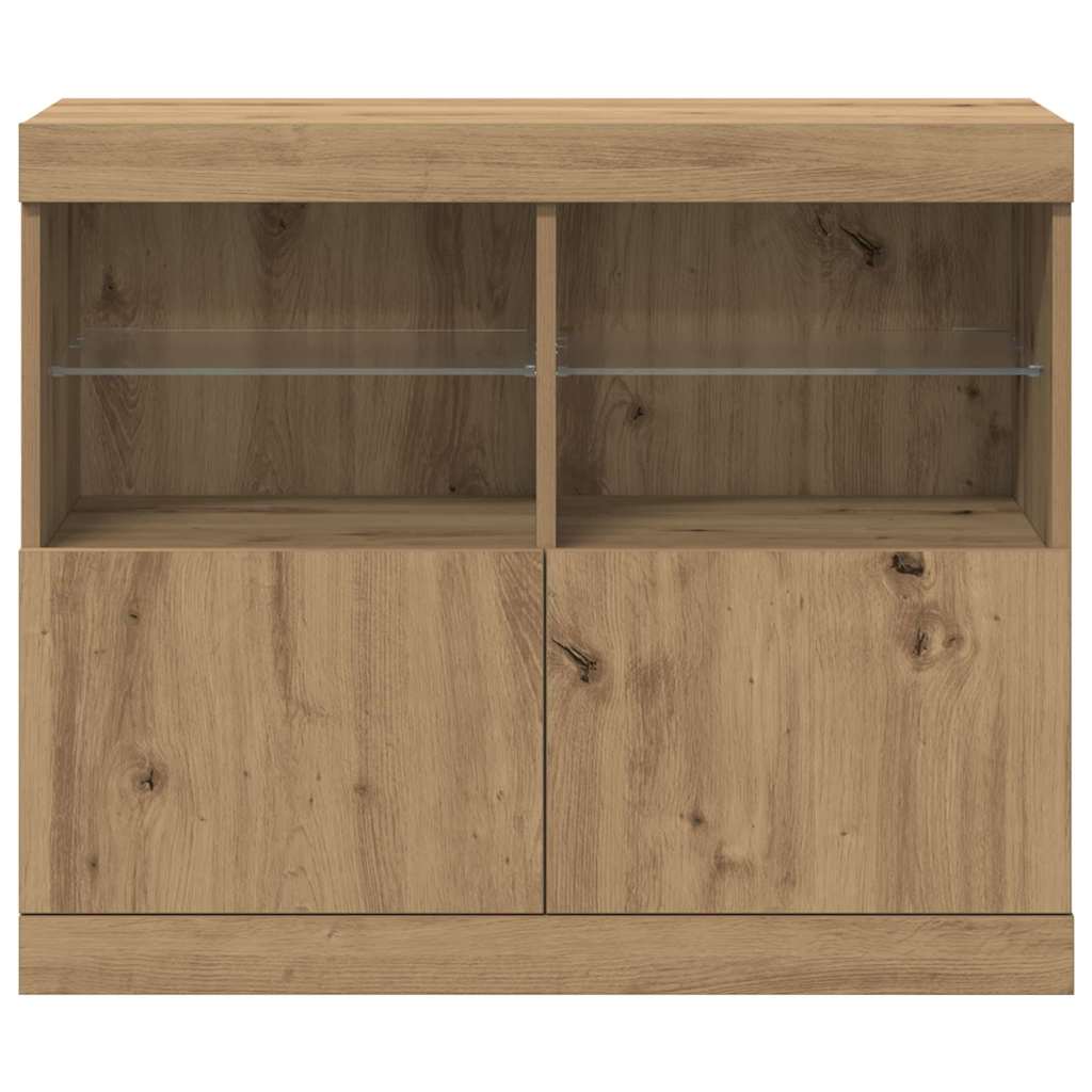 vidaXL LED Sideboard Brown 81 x 37 x 66.5 cm Engineered Wood