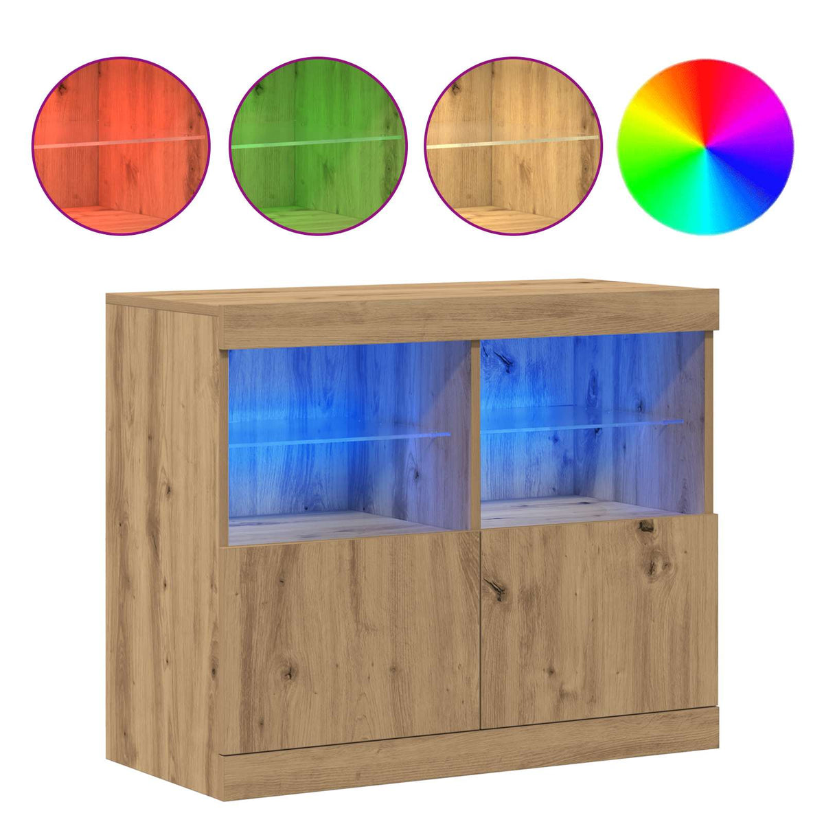 vidaXL LED Sideboard Brown 81 x 37 x 66.5 cm Engineered Wood