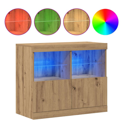 vidaXL LED Sideboard Brown 81 x 37 x 66.5 cm Engineered Wood