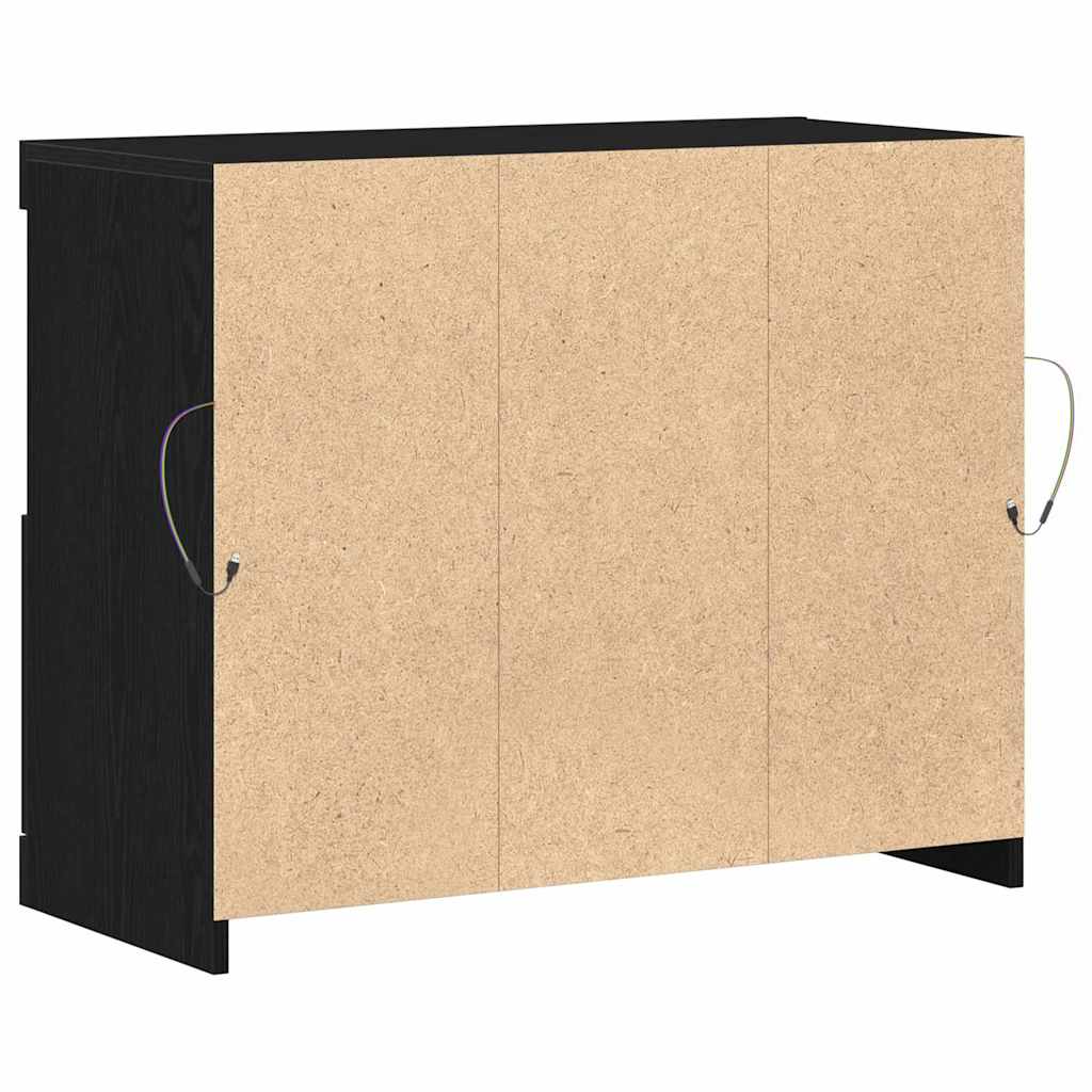 vidaXL LED Sideboard Black 81 x 37 x 66.5 cm Engineered Wood