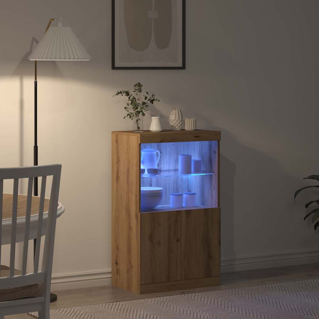 vidaXL LED Sideboard Brown 60 x 37 x 100 cm Engineered Wood