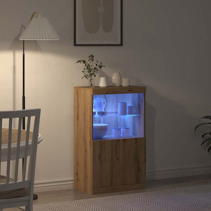 vidaXL LED Sideboard Brown 60 x 37 x 100 cm Engineered Wood