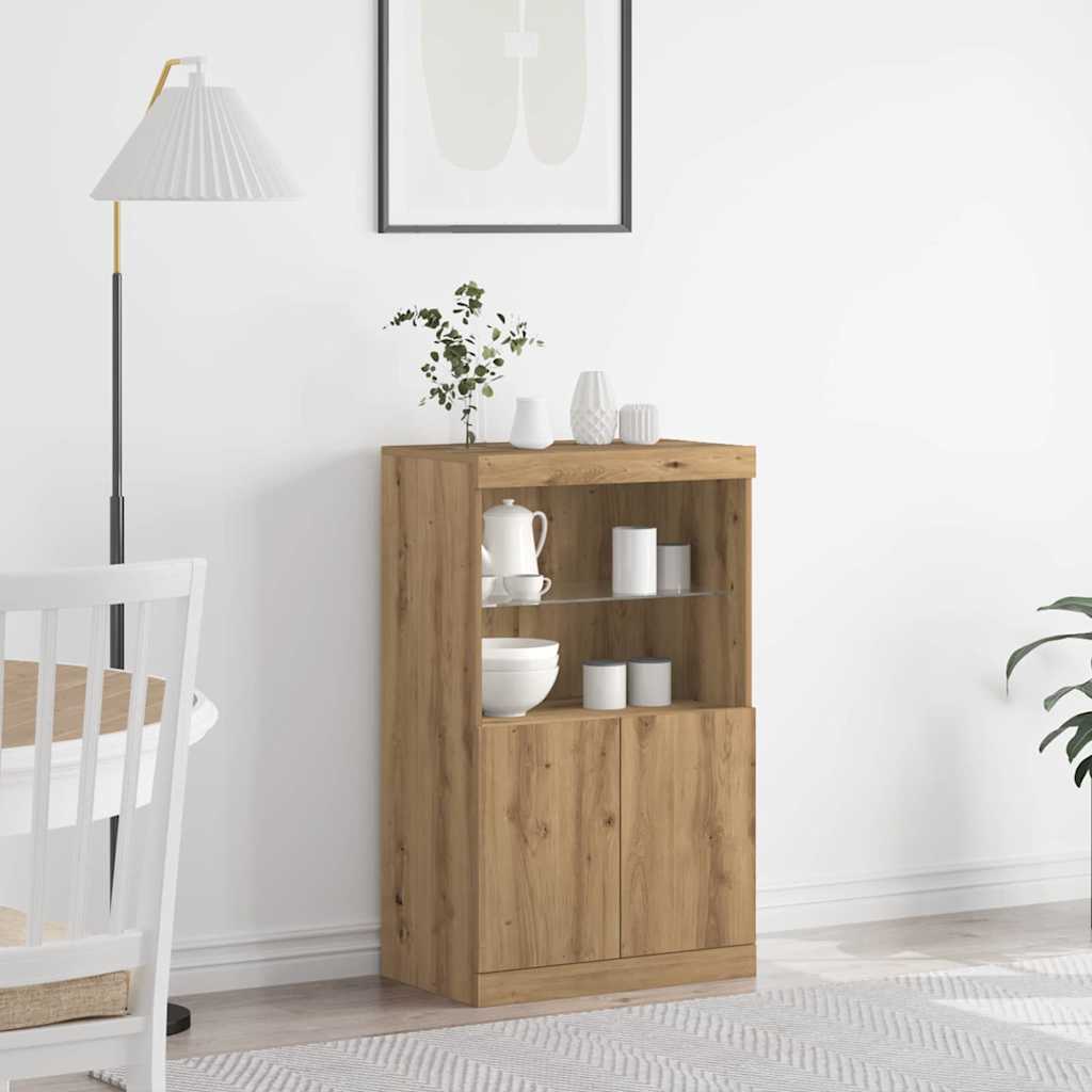 vidaXL LED Sideboard Brown 60 x 37 x 100 cm Engineered Wood