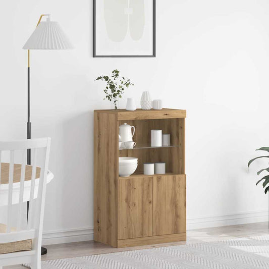 vidaXL LED Sideboard Brown 60 x 37 x 100 cm Engineered Wood